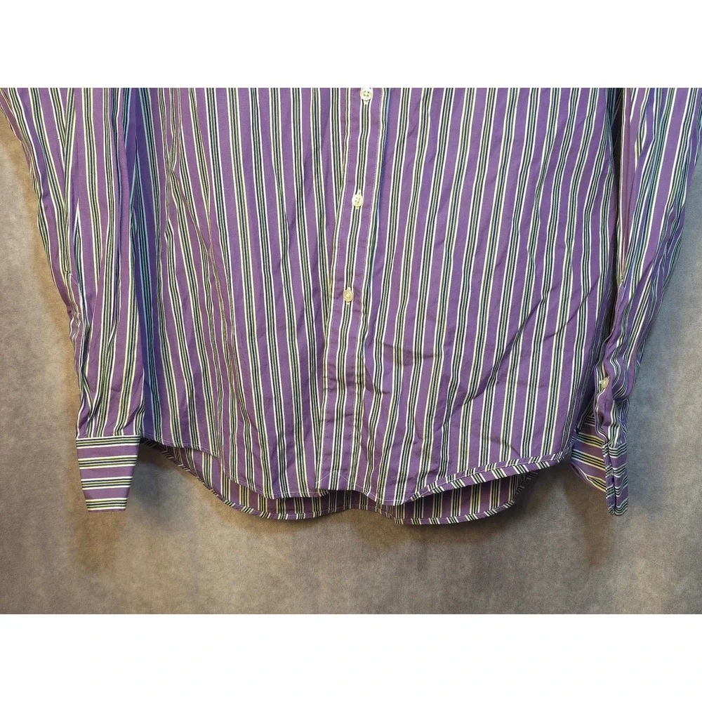 Polo Ralph Lauren Men's‎ Regent Custom Fit Striped Dress Shirt Purple Green Blue